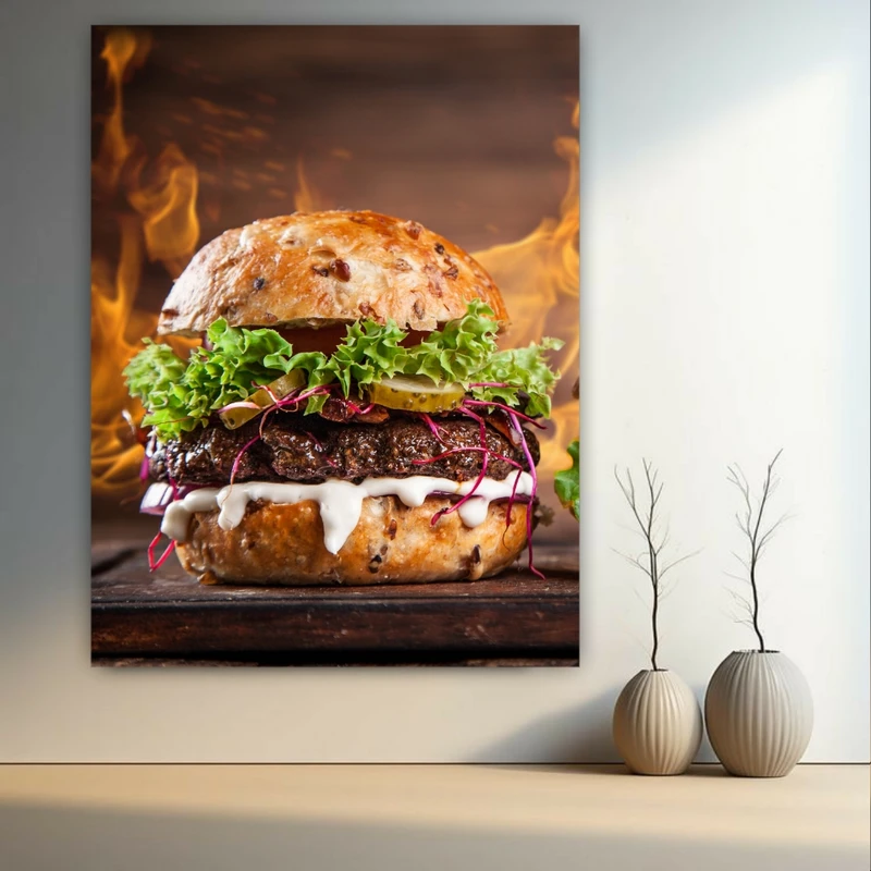  پوستر طرح همبرگر مدل آتشی کد FP104979