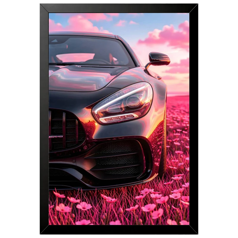تابلو بکلیت طرح ماشین و خودرو بنز Mercedes-Benz AMG GT مدل B-pe130264 فریم مشکی
