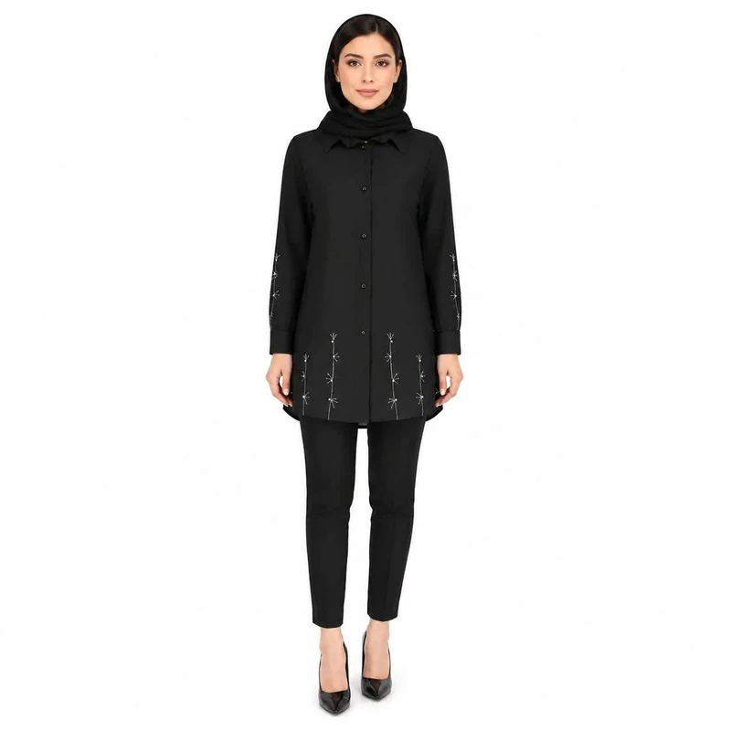 مانتو زنانه مدل شانتون گلدوزی