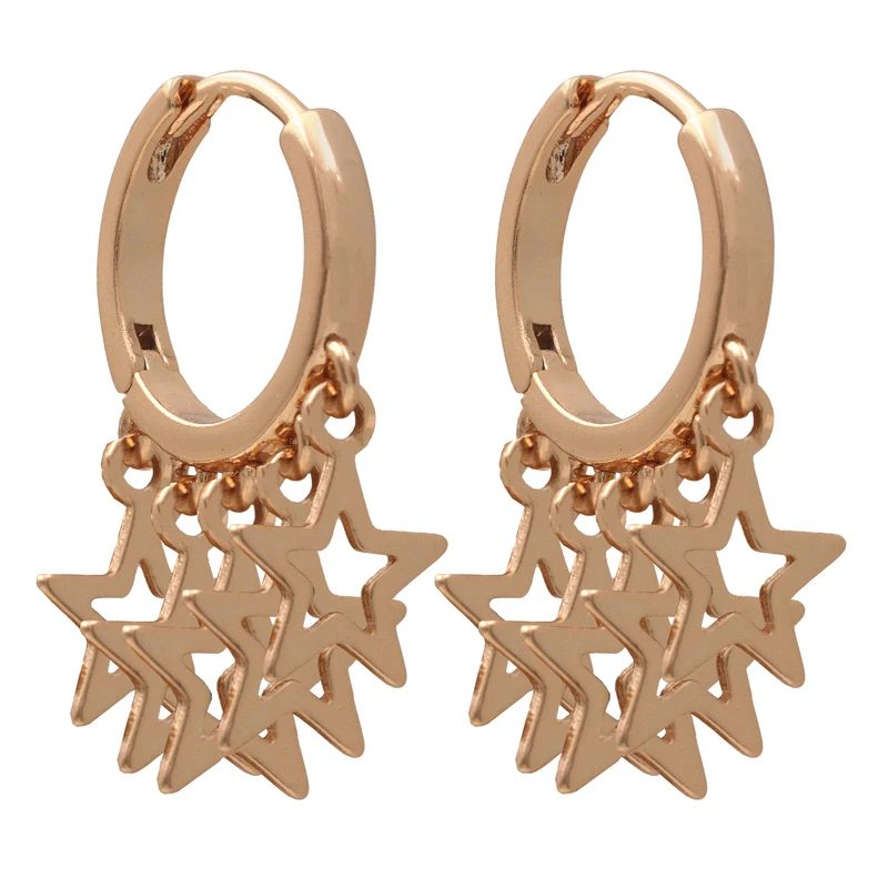 گوشواره آویز زنانه ژوپینگ مدل ستاره تو خالی کد TE 173