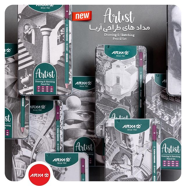 مداد طراحی آریا مدل Artist کد 007-3075 مجموعه 12 عددی