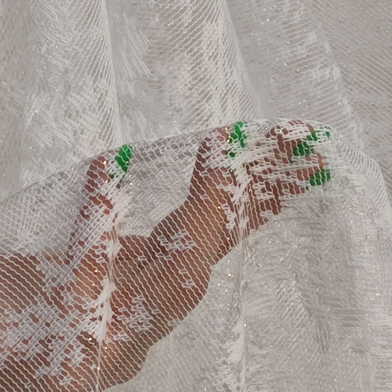 عکس شماره 3 : پرده تیکو دکو مدل تور راشل شش چین سایز 225x280 سانتیمتر مجموعه دو عددی