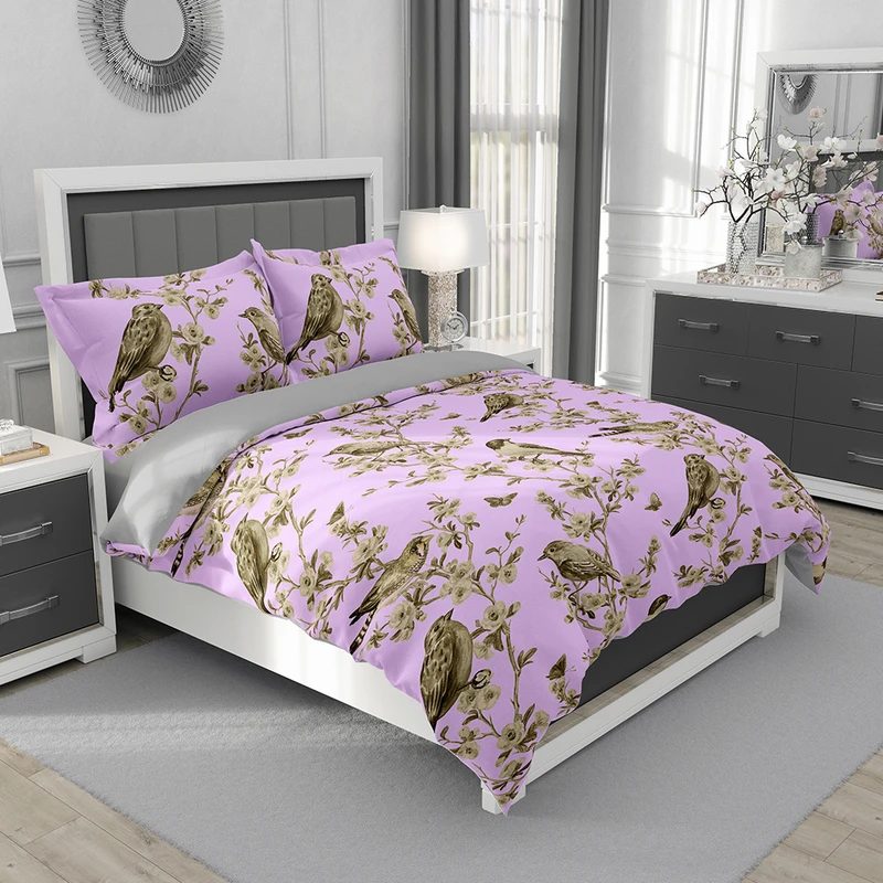 سرویس روتختی یک نفره 5 تکه نوپه هوم مدل گل و پرنده T6218