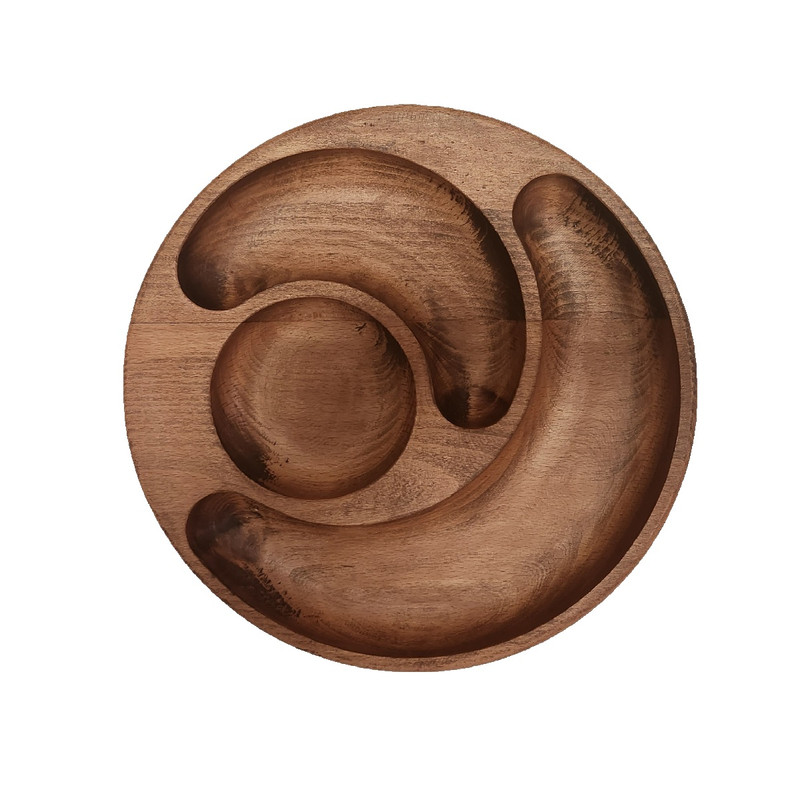 ظرف سرو چوبی گردوچ مدل مهتاب کد DK - 6060