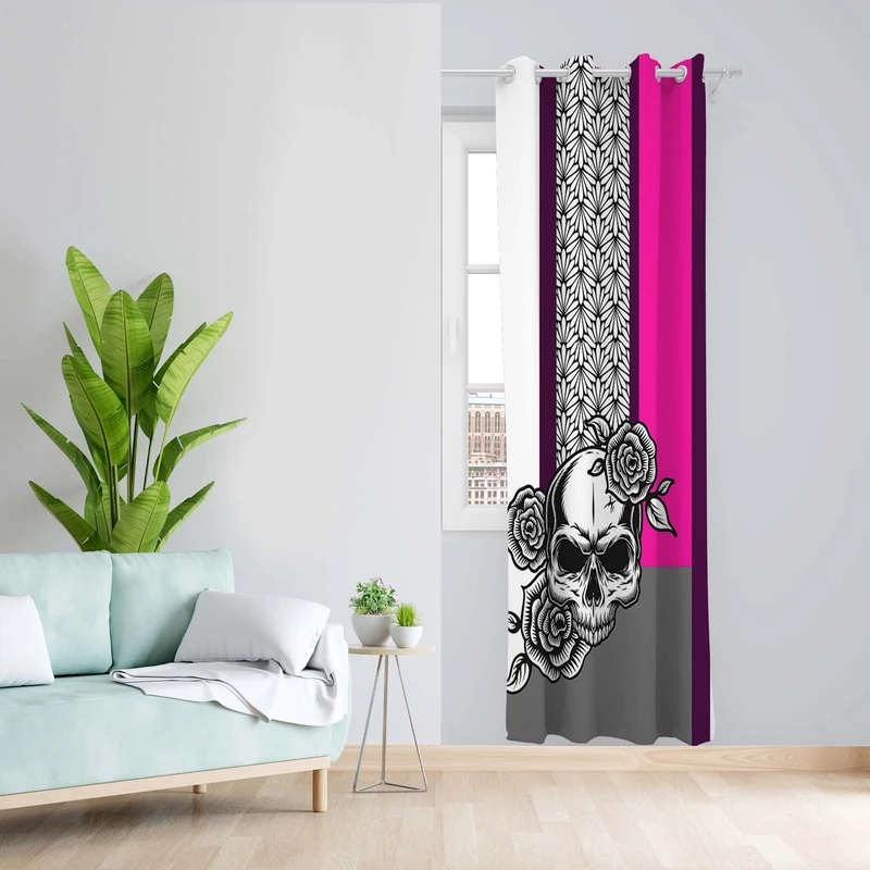 پرده طرح اسکلت مدل مخمل پانچی کد 5355L z سایز 140x200 سانتی متر