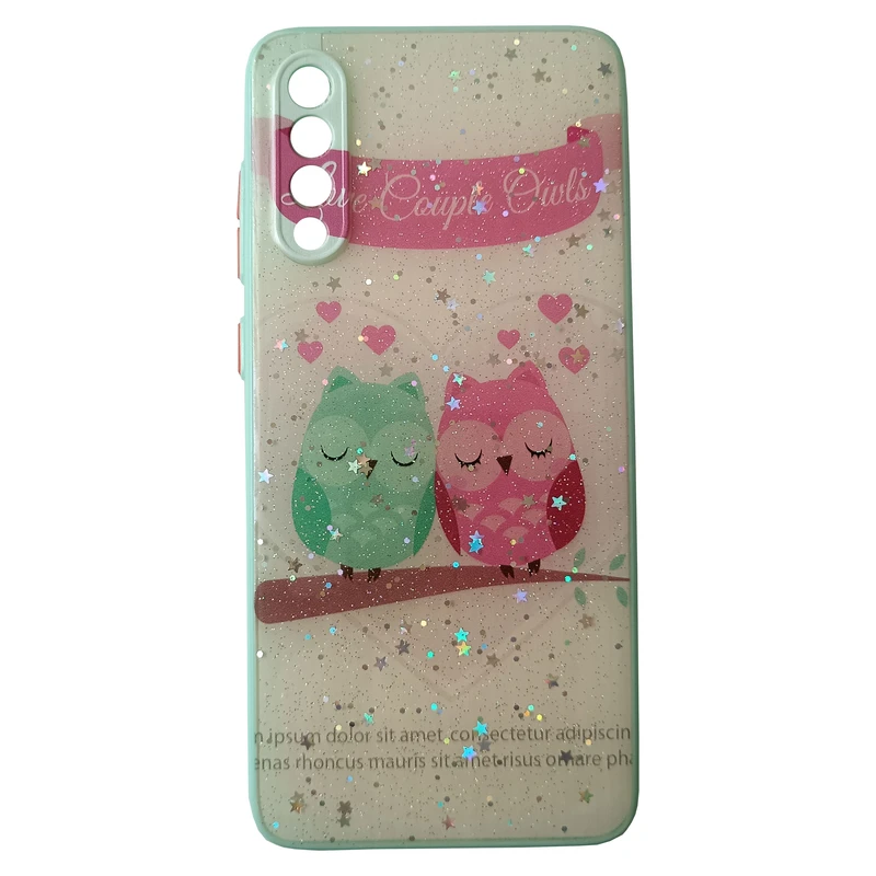 کاور مدل شاینی پشت شیشه ای کد 10-0 طرح جغد مناسب برای گوشی موبایل سامسونگ Galaxy A70 / A70s