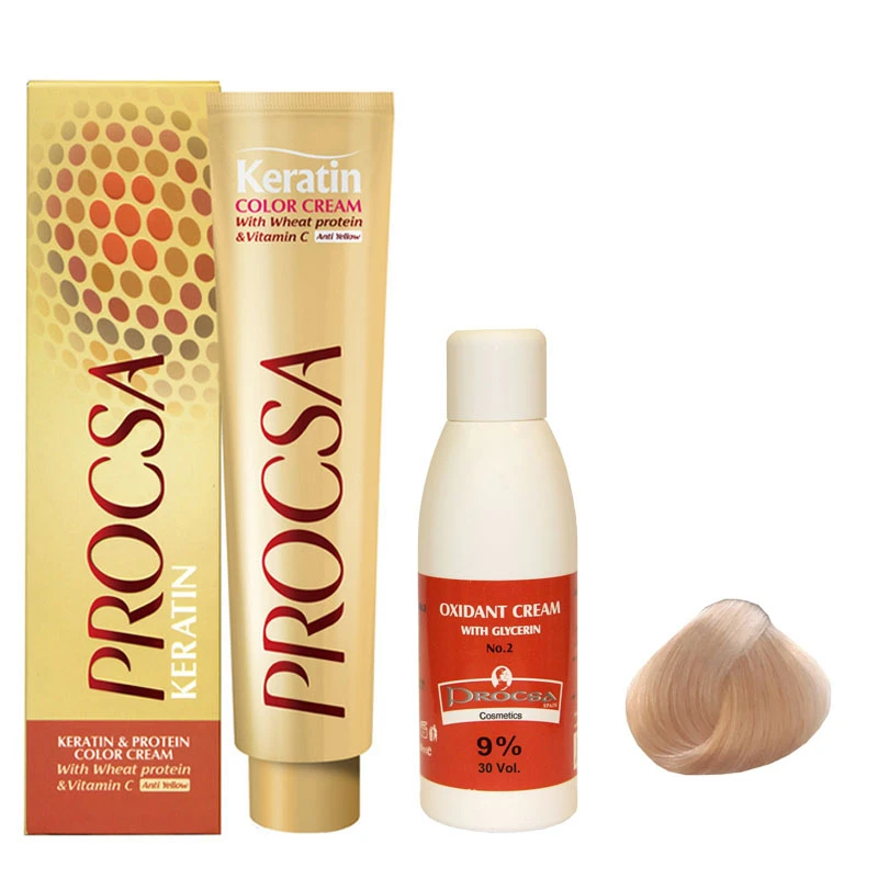 کیت رنگ مو پروکسا سری Special شماره 11.03 حجم 100 میلی لیتر رنگ بلوند کرم طلایی به همراه اکسیدان مدل گلیسیرینه 9 درصدی حجم 120 میلی لیتر