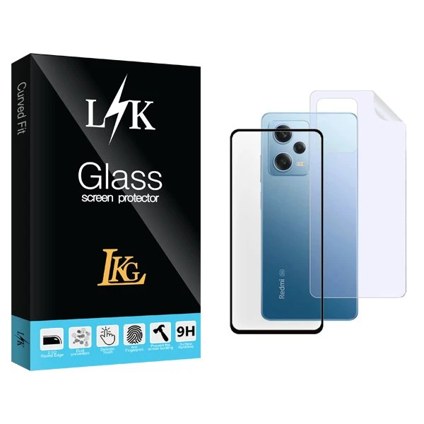 محافظ صفحه نمایش شیشه ای ال کا جی مدل LKK مناسب برای گوشی موبایل شیائومی Redmi Note 12 Pro  به همراه محافظ پشت گوشی