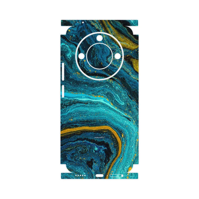 برچسب پوششی ماهوت مدل Turquoise marblewith golden streaks-FullSkin مناسب برای گوشی موبایل آنر X9c Smart