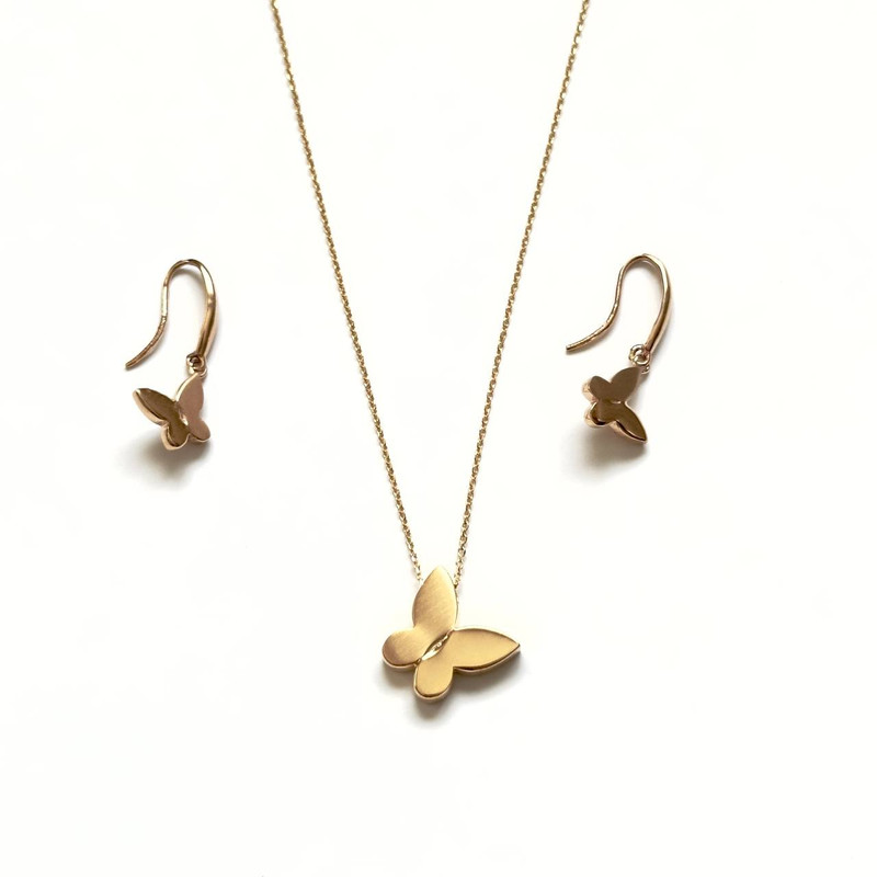 نیم ست طلا 18 عیار زنانه مدل NS021 طرح پروانه