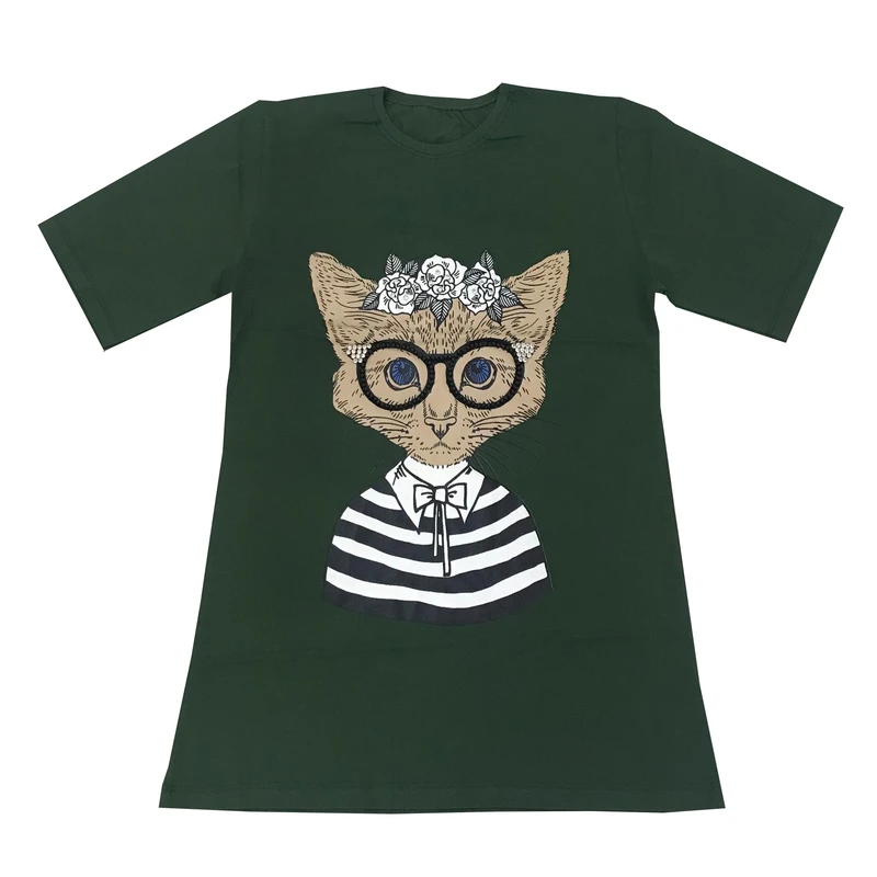 تی‌شرت لانگ آستین کوتاه زنانه مدل گربه