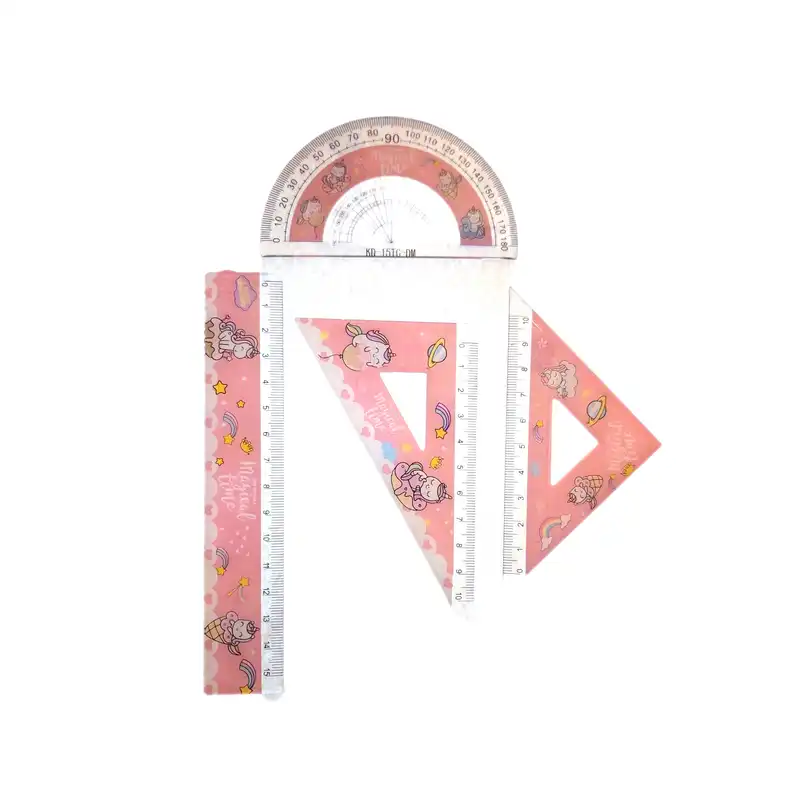 ست گونیا و نقاله مدل یونیکورن مجموعه 4 عددی