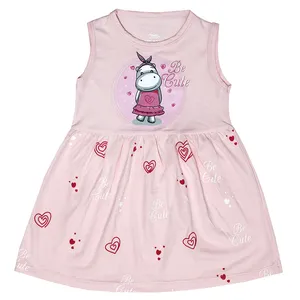 پیراهن دخترانه مدل اسب آبی رنگ صورتی