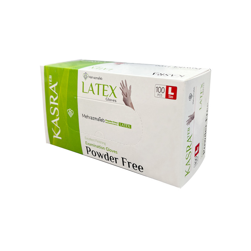 دستکش لاتکس غیر پودری کسری طب مدل Excellent Finishing سایز بزرگ بسته 2 عددی