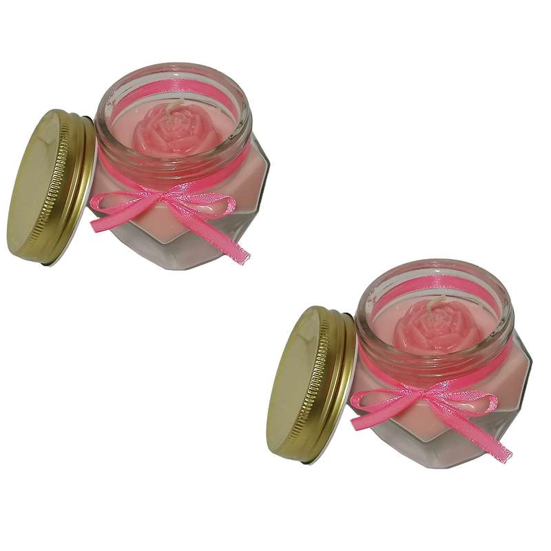 شمع لیوانی مدل Diamond رز مجموعه 2 عددی