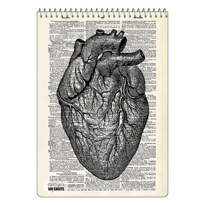دفتر شطرنجی 100 برگ کارنیکا طرح روزنامه وینتج قلب Vintage Newspaper Heart کد 31385