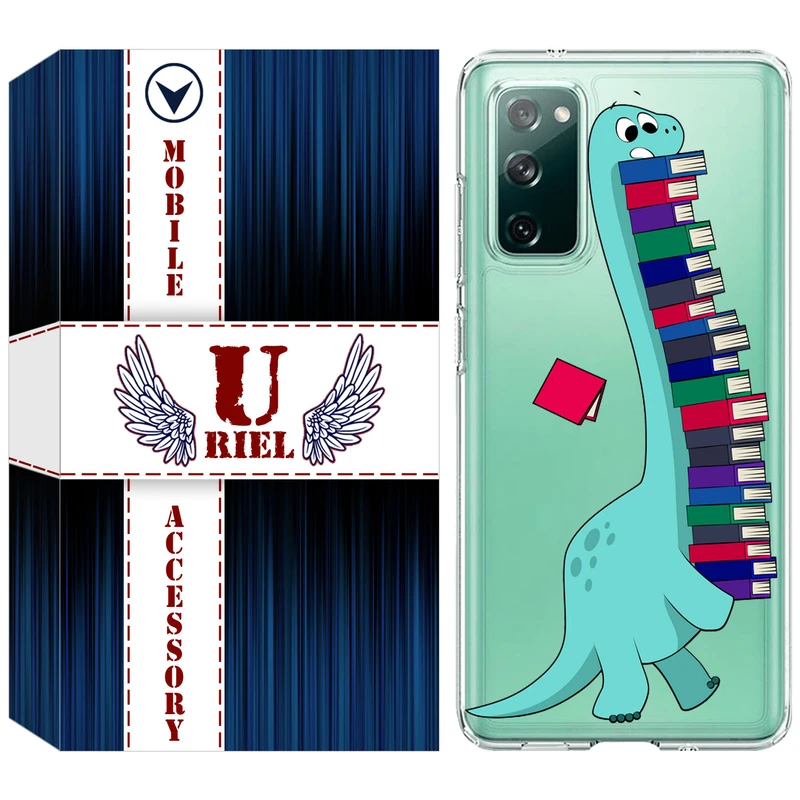 کاور یوریل مدل Clear کد 17 طرح دایناسور کتابخوان مناسب برای گوشی موبایل سامسونگ Galaxy S20 FE