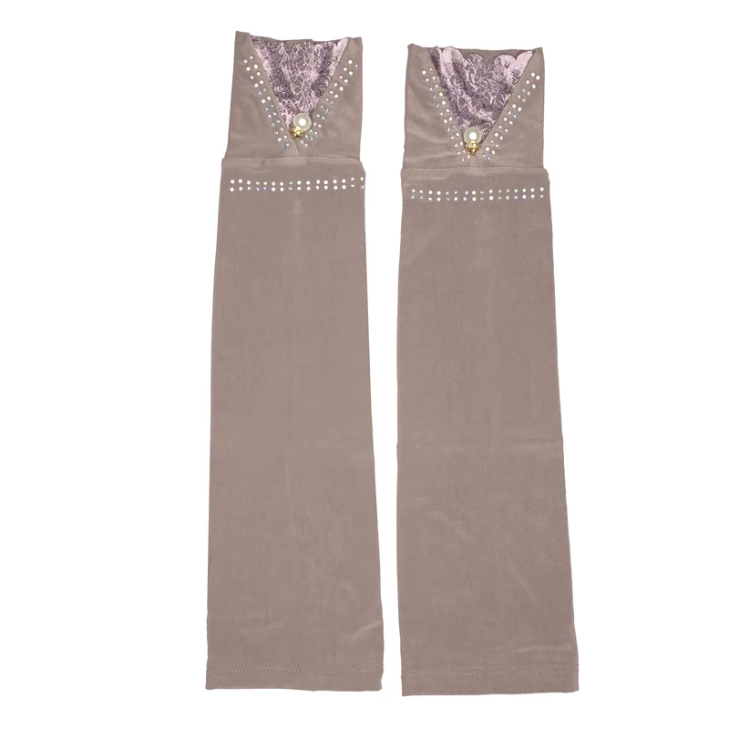 ساق دست زنانه مدل گیپور مروارید ریون کریستال  کد s-119 رنگ نسکافه ای