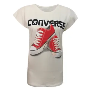 تی شرت آستین کوتاه زنانه مدل نخی ویسکوز چاپی کتونی کد tm-2153 رنگ سفید