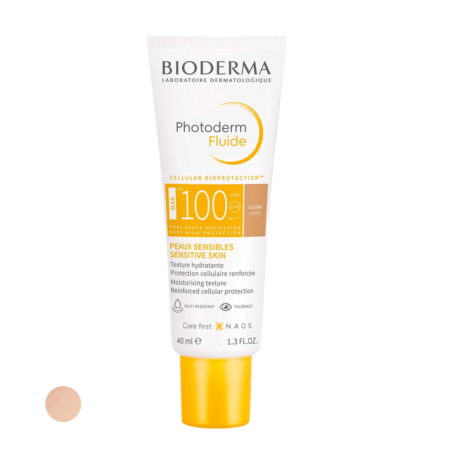 کرم ضد آفتاب رنگی بایودرما SPF100 مدل Photoderm Fluide Max مناسب پوست های حساس حجم 40 میلی لیتر