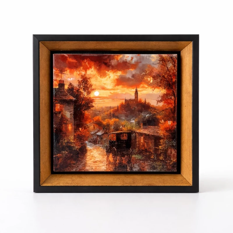 تابلو طرح غروب سرخ فریم مشکی