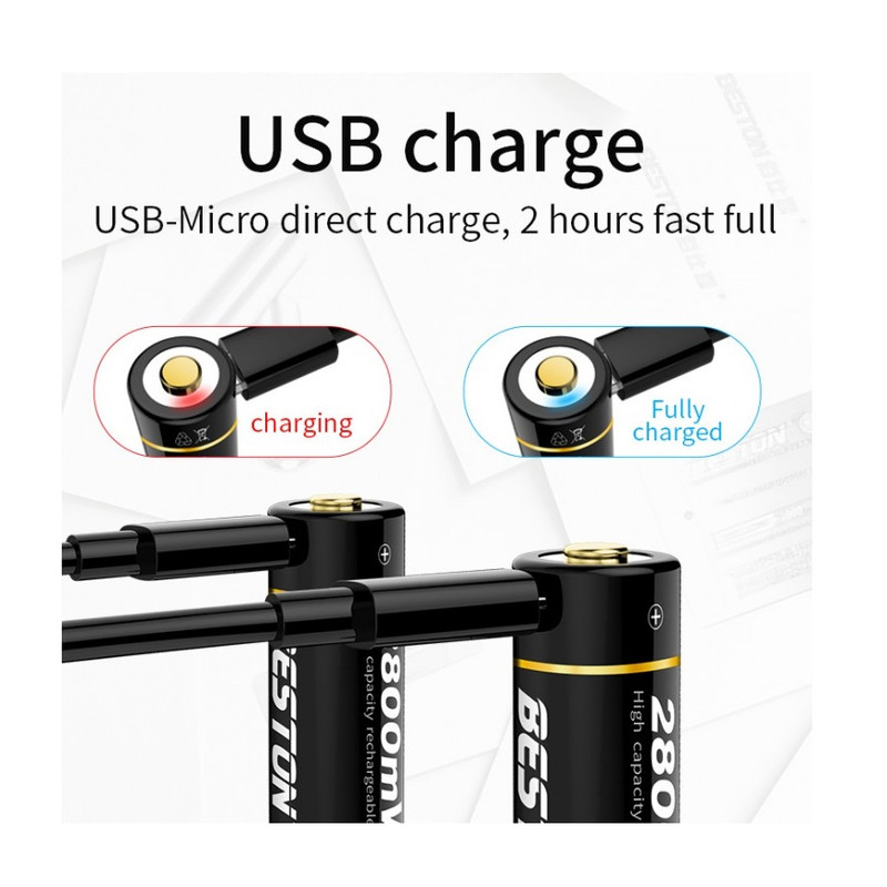 باتری قلمی قابل شارژ بستون مدل 2AM-75 MICROUSB بسته دو عددی