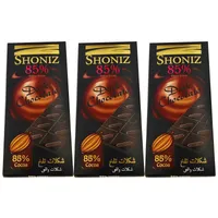 شکلات تلخ 85% شونیز - 100 گرم بسته 3 عددی