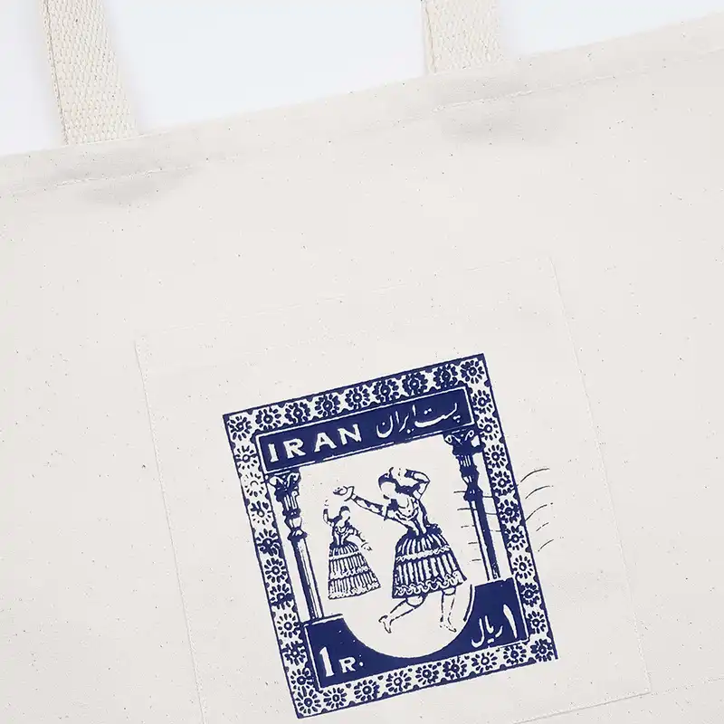 ساک دستی گدار مدل جیب‌دار طرح تمبر