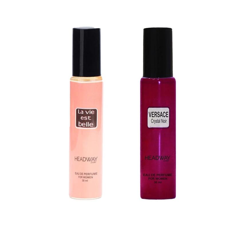 عطر جیبی زنانه هدوی استوری مدل لانکوم لاویه بل و ورساچه کریستال نویر حجم 30 میلی لیتر مجموعه 2 عددی