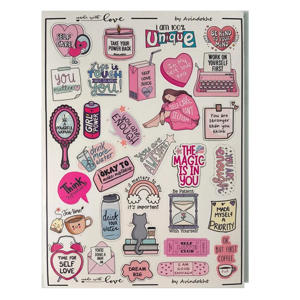 برچسب مدل بولت ژورنال و اسکرب بوک طرح self love کد 1