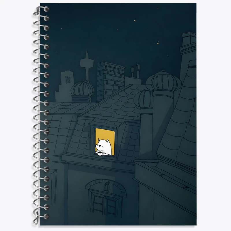 دفتر زبان 50 برگ خندالو مدل دو خط طرح گربه (Cat) کد N4406