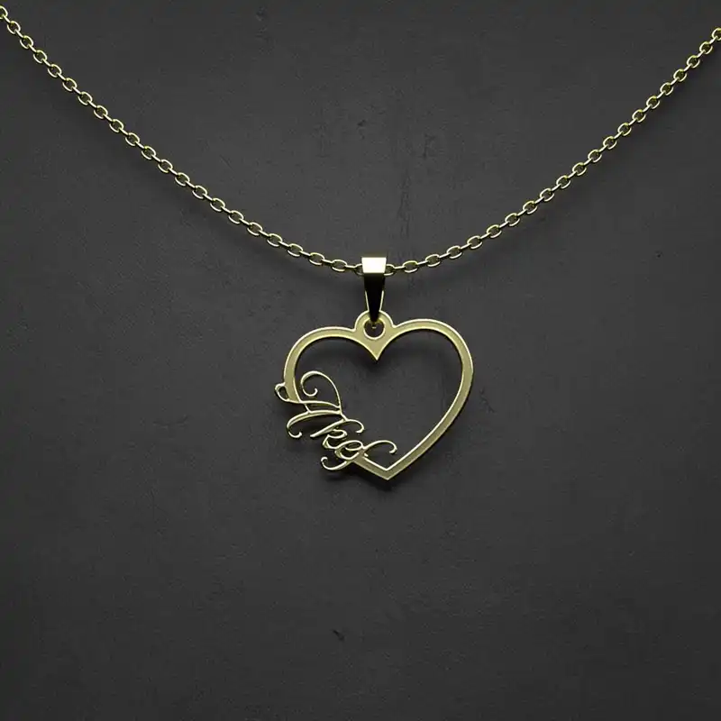 گردنبند طلا 18 عیار زنانه مدوپد مدل اسم عاکف akef کد HE2-1-1154