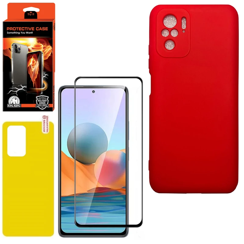 کاور کینگ کونگ مدل SLCN مناسب برای گوشی موبایل شیائومی Redmi Note 10 4G به همراه محافظ صفحه نمایش و برچسب محافظ پشت گوشی