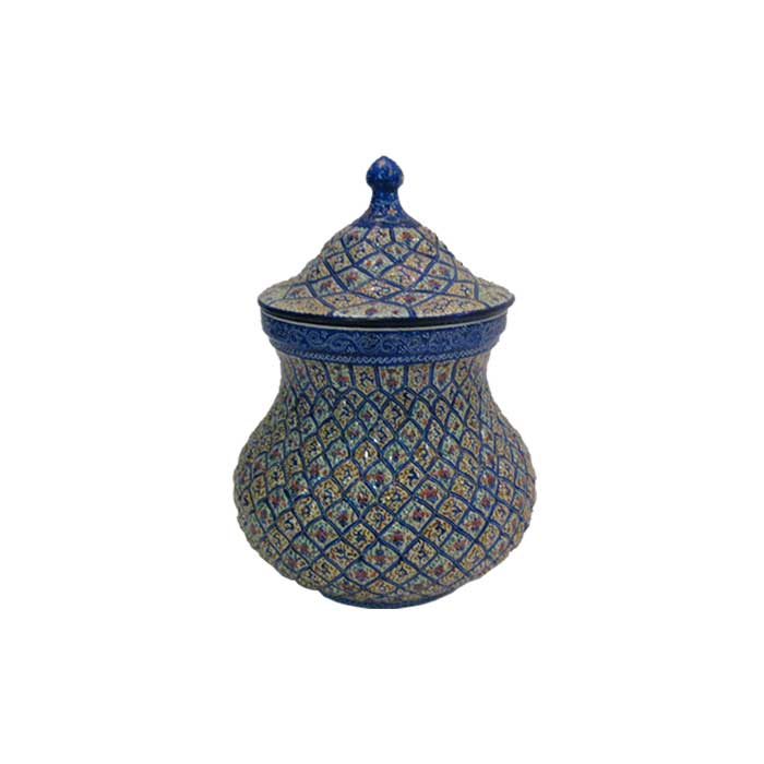 قندان میناکاری اثر مرتضی اسماعیلی طرح لوزی توپر کد 01