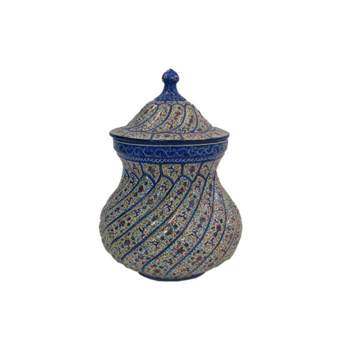 قندان میناکاری اثر اسماعیلی طرح مارپیچ کد 03