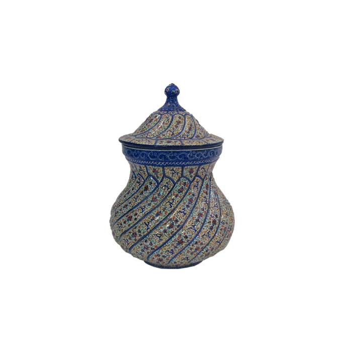 قندان میناکاری اثر اسماعیلی طرح مارپیج کد 03