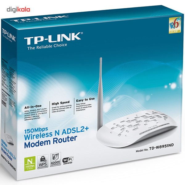 مودم روتر ADSL2 Plus بی‌سیم N150 تی پی-لینک مدل TD-W8951ND_V1