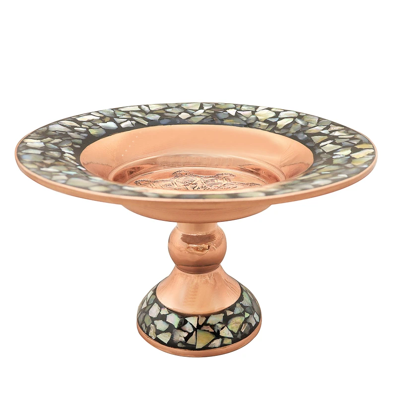 شیرینی خوری فیروزه کوبی مسی مدل صدفی کد 10p16