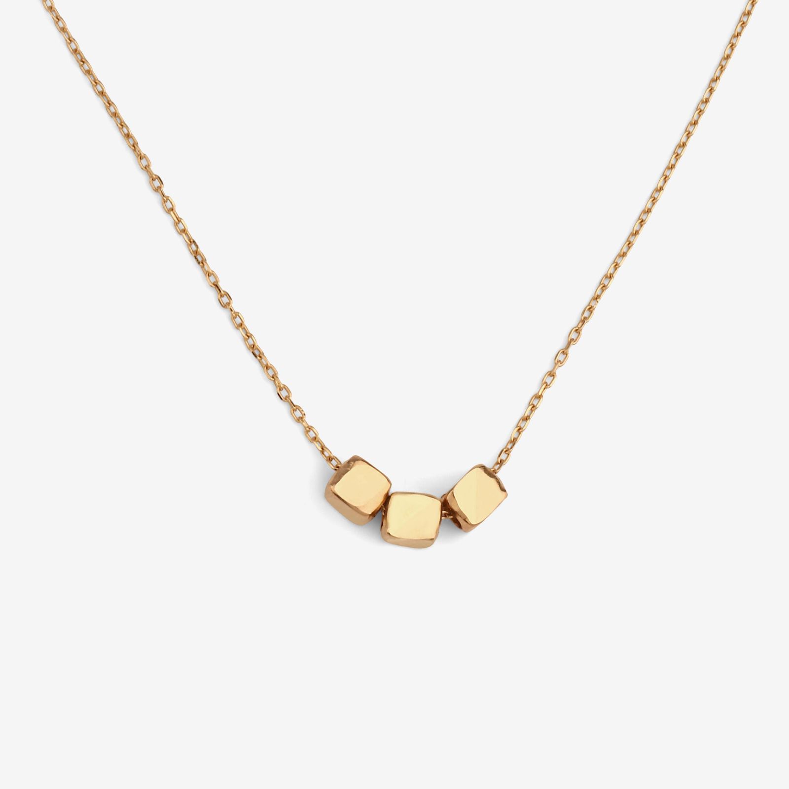 گردنبند طلا 18 عیار زنانه با زنجیر حلقهای (فلامینگو) وی گالری مدل سه مکعب تراش کد NC3829 -  - 1