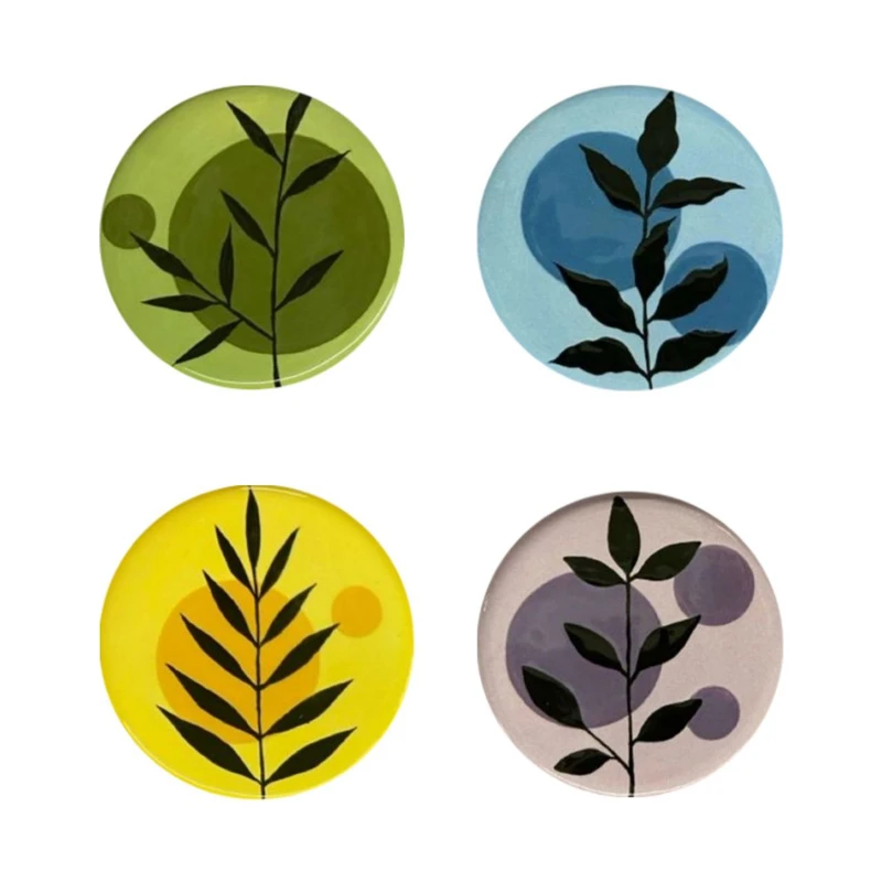 بشقاب دیوارکوب سفالی طرح مینیمال کد D460 مجموعه 4 عددی