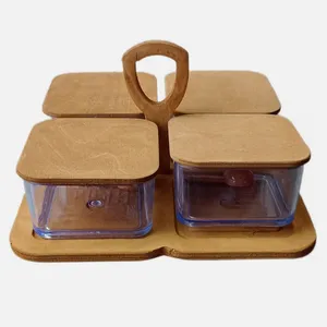 جای ادویه 4 پارچه مدل دسته دار به همراه استند