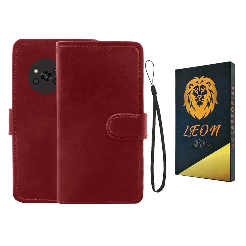 کیف کلاسوری مدل لئون Kiif_1 مناسب برای گوشی موبایل شیائومی Poco X3 / X3 NFC به همراه بند آویز