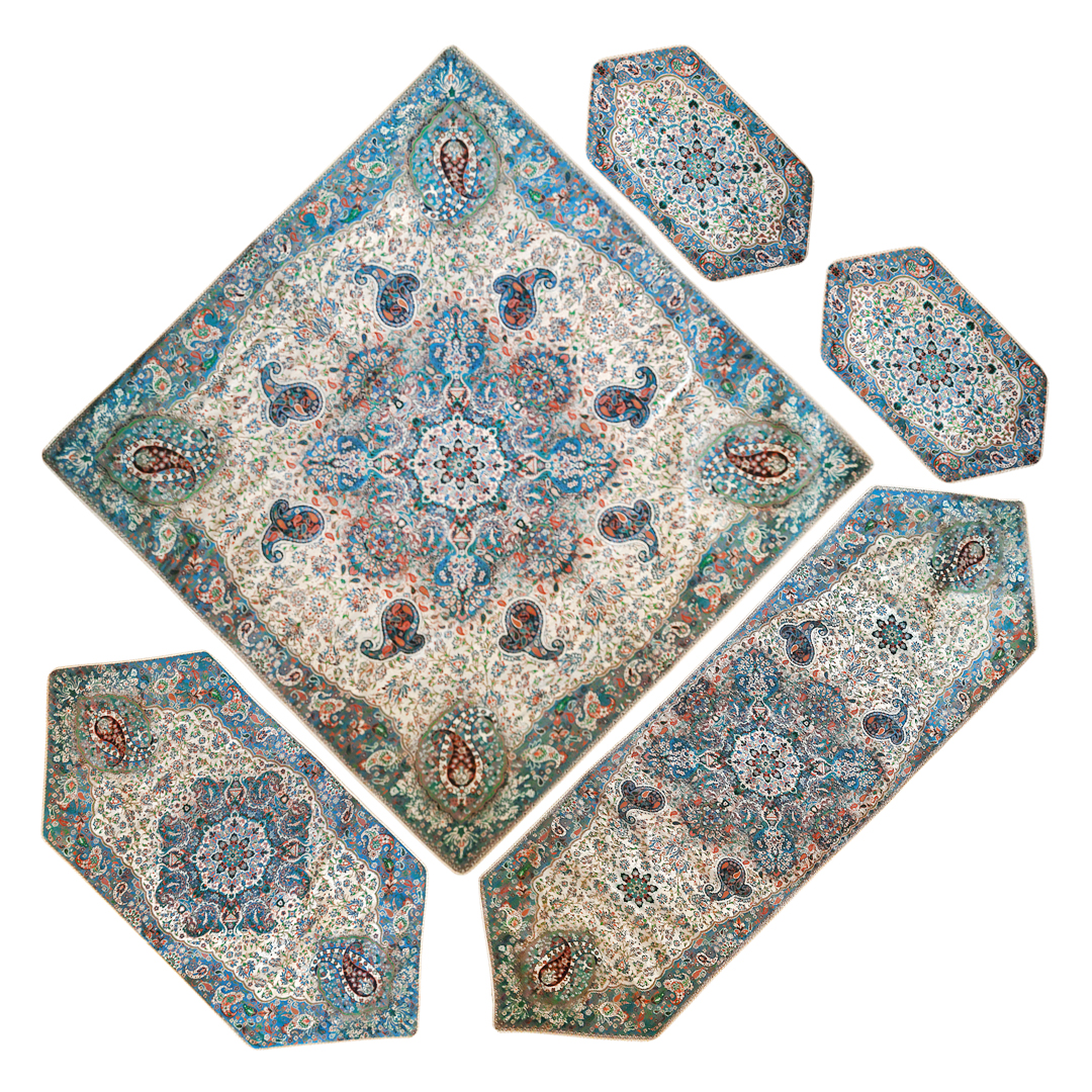 ست 5 تکه رومیزی ترمه طرح ونوس مدل H5B220V