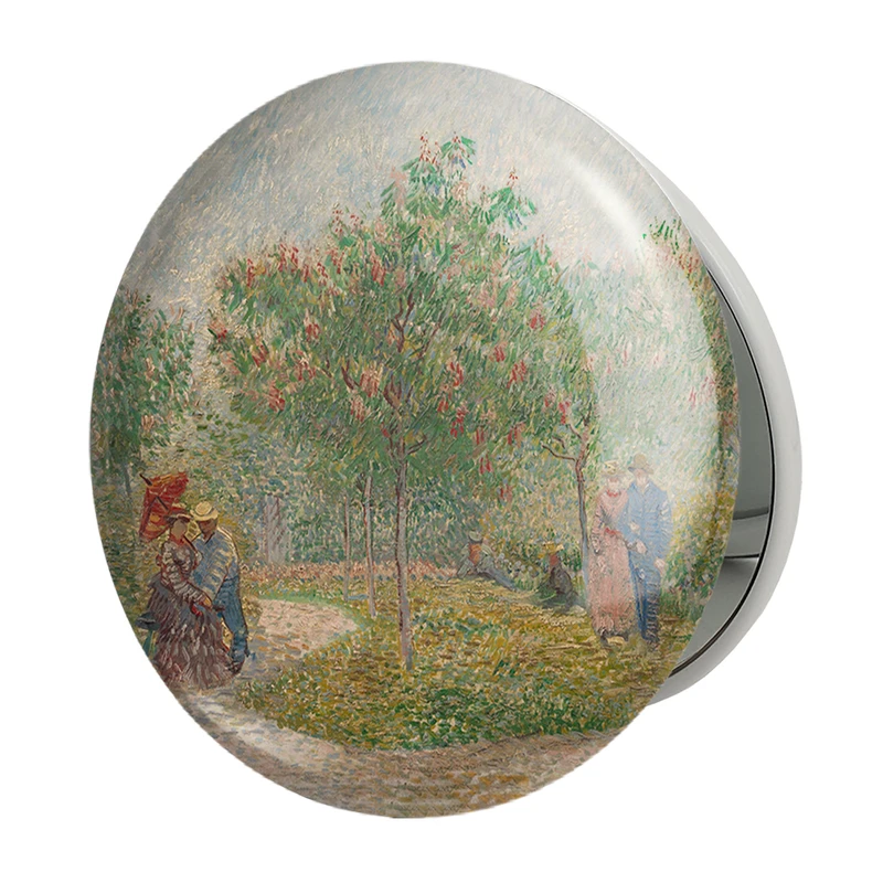 آینه جیبی خندالو طرح باغ با زوج های خواستگار ونسان ونگوگ (Van Gogh) مدل تاشو کد 36799