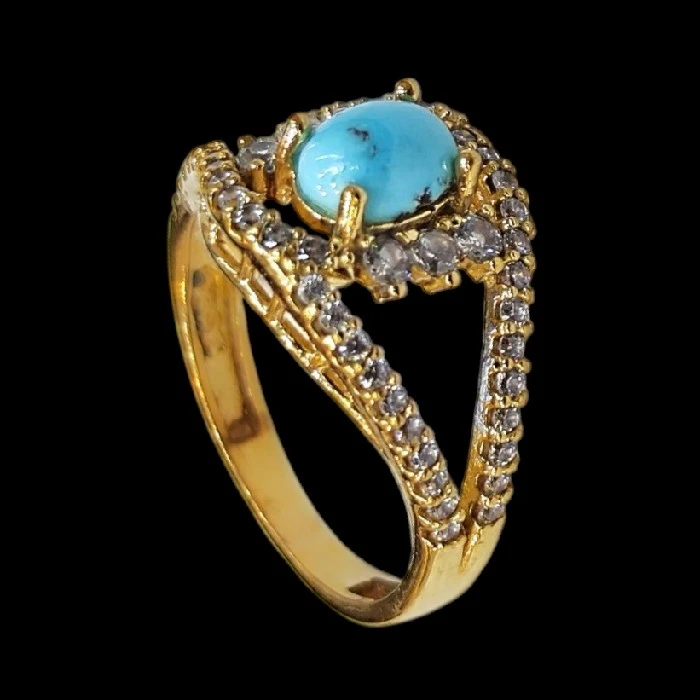 انگشتر زنانه مدل سنگ فیروزه نیشابور کد ۶۶۰۴۰