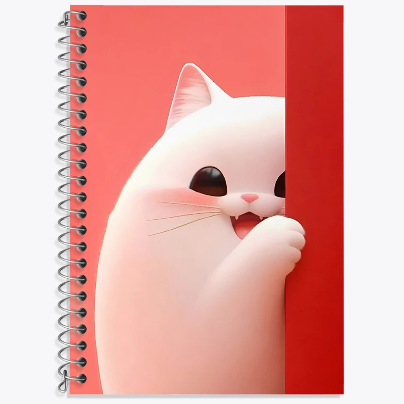 دفتر زبان 50 برگ خندالو مدل دو خط طرح گربه کیوت کد N2716