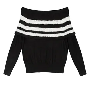 پلیور یقه باز زنانه مدل پفی