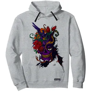 هودی مردانه 27 مدل Purple Skull with Red Flowers کد MH614
