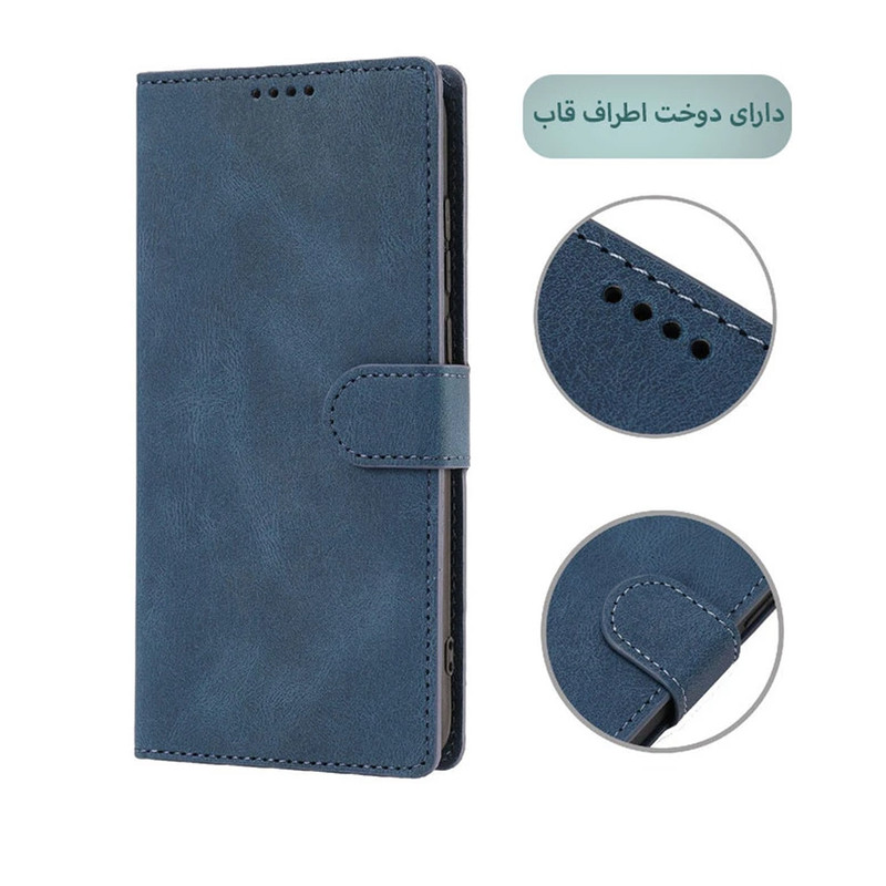 کیف کلاسوری تام قاب مدل چرم لاکچری مناسب برای گوشی موبایل شیائومی Redmi Note 13 Pro 5G به همراه بند آویز