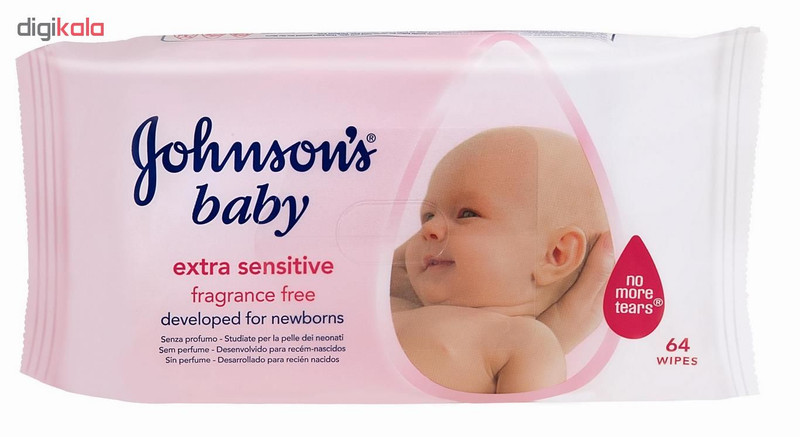دستمال مرطوب جانسون مدل extra sensitive بسته 56 عددی